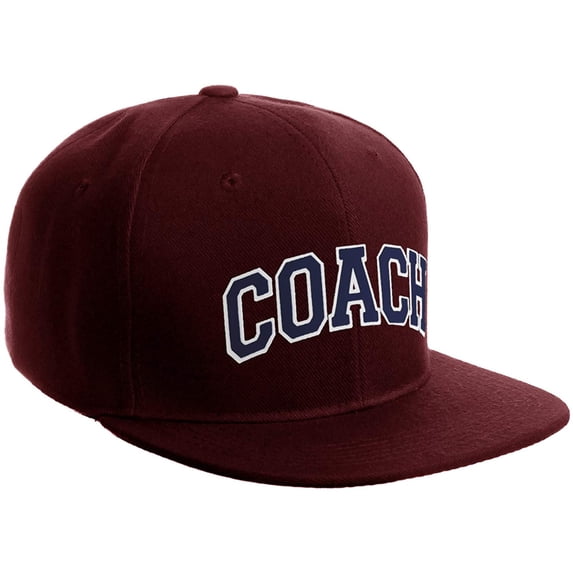 Original Team Coach Snapback Hat Classic Layered Arched Letters Flat Bill Cap
