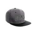 thumbnail image 1 of Original Team Coach Snapback Hat Classic Layered Arched Letters Flat Bill Cap (Grey Black Hat White Black Letters), 1 of 3