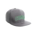 thumbnail image 1 of Original Team Coach Snapback Hat Classic Layered Arched Letters Flat Bill Cap (Light Grey Hat White Green Letters), 1 of 3