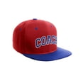 thumbnail image 1 of Original Team Coach Snapback Hat Classic Layered Arched Letters Flat Bill Cap (Red Blue Hat White Blue Letters), 1 of 3
