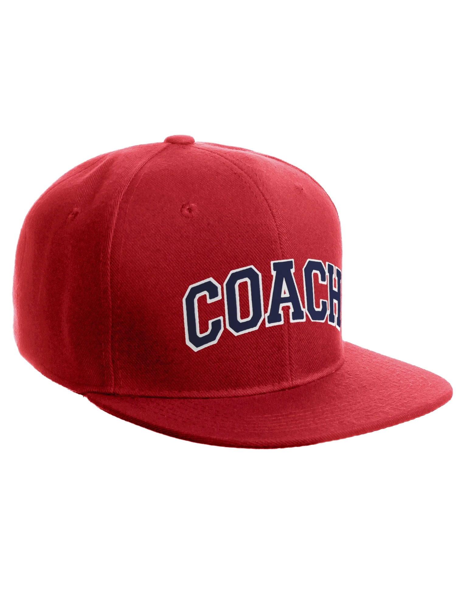 Red Coach Cap Original Team Coach Snapback Hat Classic Layered Arched Letters Flat ...