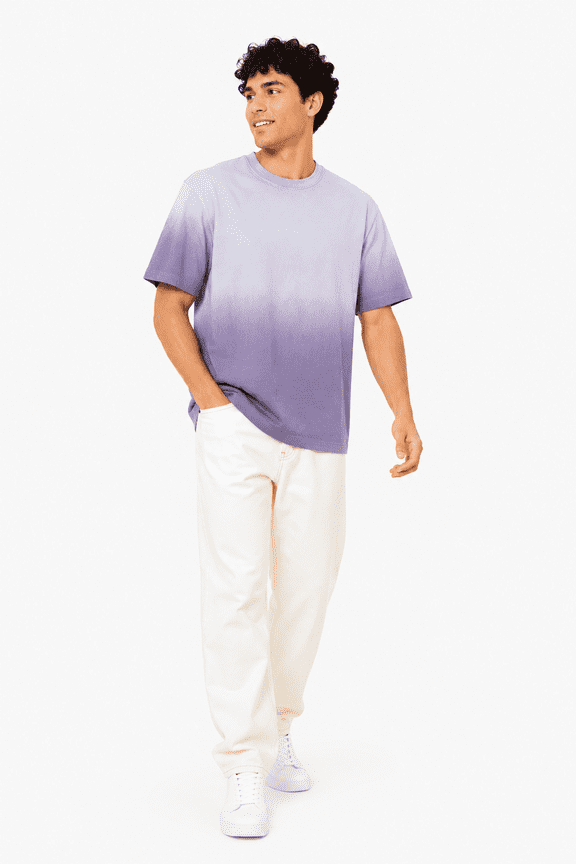 Original Threads Unisex Oversized Spray Washed Ombre Cotton T-Shirt