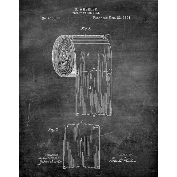 Original Toilet Paper Roll Artwork Submitted In 1891 - Bathroom - Patent Art Print