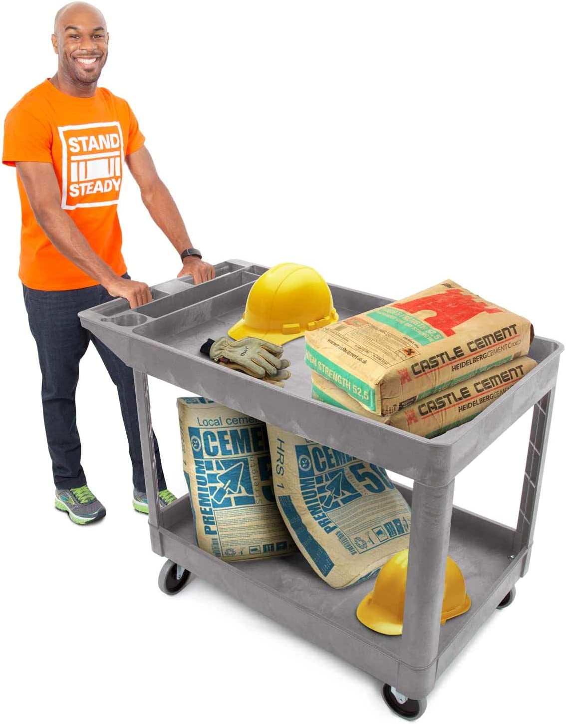 Gray Extra Large Heavy-Duty 2 Shelf Utility Cart