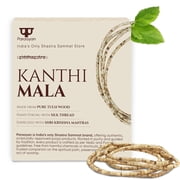 Original Tulsi Kanthi Mala | 2 Rounds | Tulsi Wood Beads Hand Strung with Silk Thread | Vaishnav Tulsi Mala for Men & Women | Radha Krishna Wooden Beads Mala