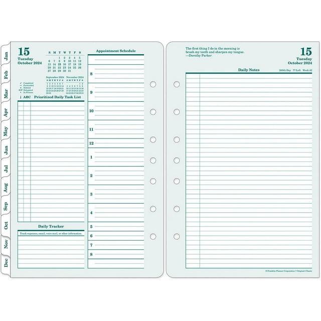 Original Two Page Per Day RingBound Planner (Classic, Oct 2024 Sep