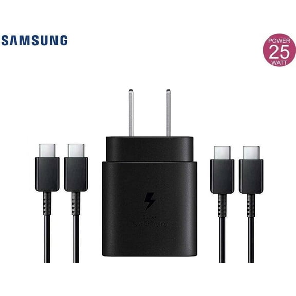 Original USB-C Super Fast Charging Wall Charger-25W PD Charger Adapter with 2x USB C Cable (3ft) for Samsung Galaxy A71 5G UW