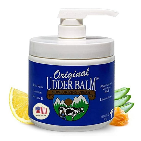 Original Udder Balm Moisturizing Cream with Aloe & Lanolin 16oz Pump Jar.