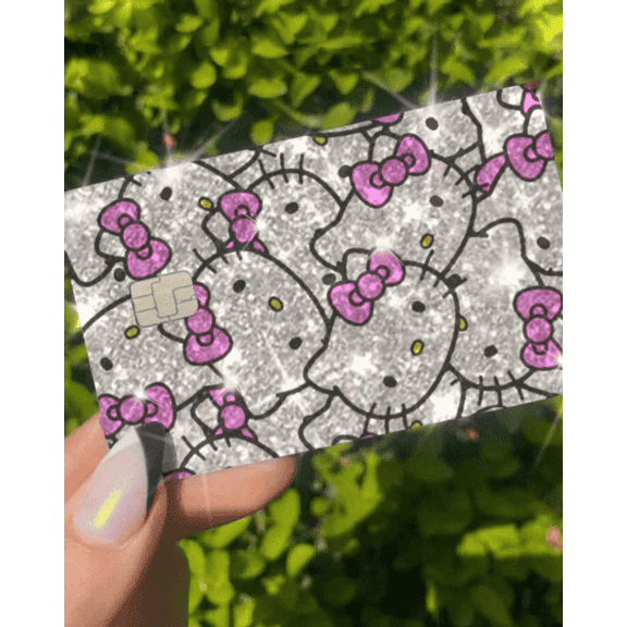 The Original Ultra Bling Reflective Card Sticker Debit -Credit Skin Shiny Removable Cover Especially Bright, Protecting No Bubble, Slim, Waterproof Card Cover (Cat Face)