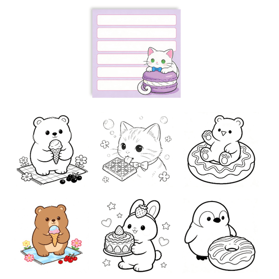 Original Unique Pattern Sticky Notes (100 Pcs) - Double-Sided Coloring & Message, 100 No-Repeat Designs