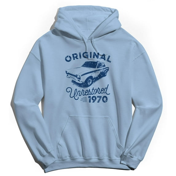 Original & Unrestored 1948 Heritage Graphic Light Blue Men's Cotton Pullover Hoodie
