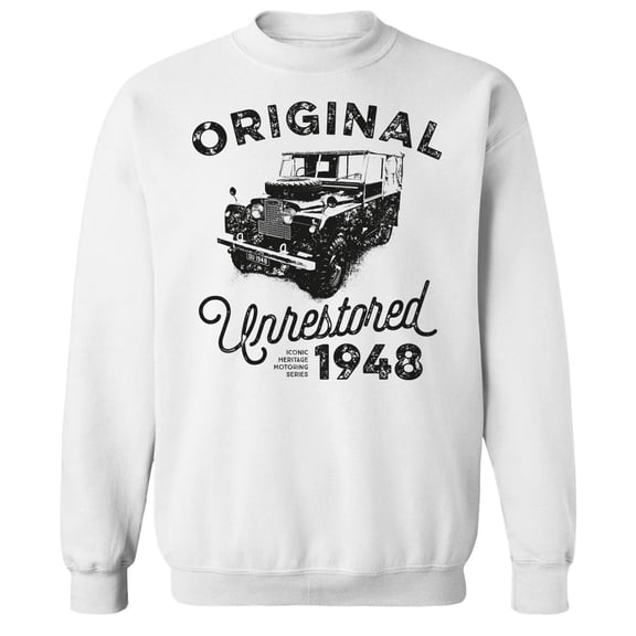 Original & Unrestored 1948 Heritage Graphic White Men's Cotton Pullover Sweatshirt