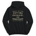 thumbnail image 1 of Original & Unrestored Built In The Fifties Graphic Black Men's Cotton Pullover Hoodie, 1 of 1