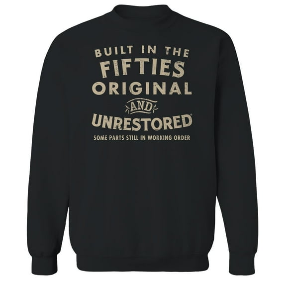 Original & Unrestored Built In The Fifties Graphic Black Men's Cotton Pullover Sweatshirt