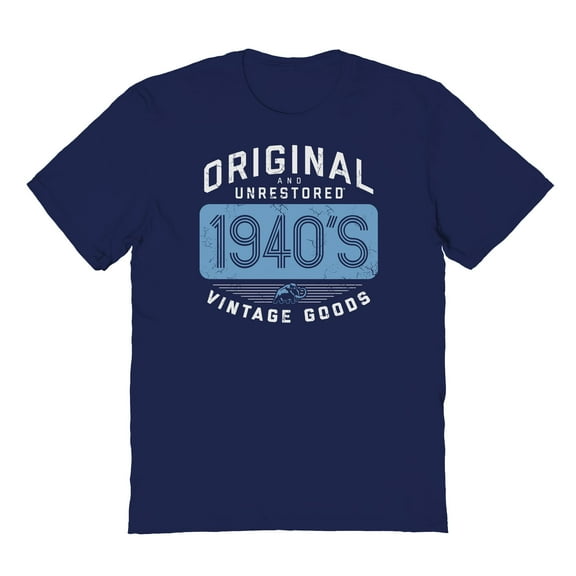 Original & Unrestored Built In The Forties 2 Graphic Navy Men's Cotton T-Shirt