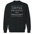 thumbnail image 1 of Original & Unrestored Built In The Forties Graphic Black Men's Cotton Pullover Sweatshirt, 1 of 1