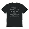thumbnail image 1 of Original & Unrestored Built In The Forties Graphic Black Men's Cotton T-Shirt, 1 of 1