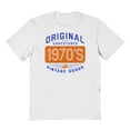 thumbnail image 1 of Original & Unrestored Built In The Seventies 2 Graphic White Men's Cotton T-Shirt, 1 of 1
