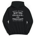 thumbnail image 1 of Original & Unrestored Built In The Sixties Graphic Black Men's Cotton Pullover Hoodie, 1 of 1