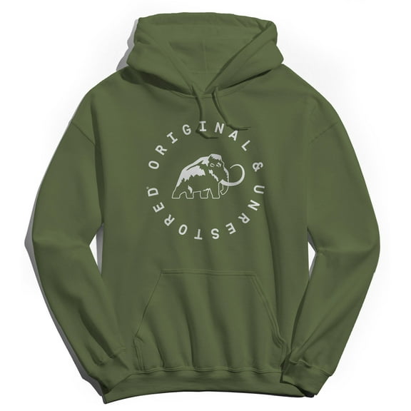 Original & Unrestored Circle Logo Graphic Military Green Men's Cotton Pullover Hoodie