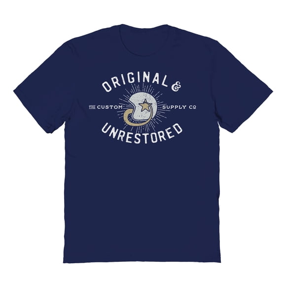Original & Unrestored Custom Supply Graphic Navy Men's Cotton T-Shirt