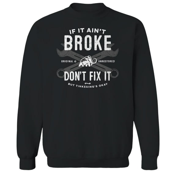 Original & Unrestored Iconic Tinkering Graphic Black Men's Cotton Pullover Sweatshirt