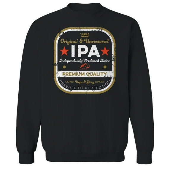 Original & Unrestored Ipa Graphic Black Men's Cotton Pullover Sweatshirt