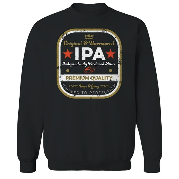 Original & Unrestored Ipa Graphic Black Men's Cotton Pullover Sweatshirt
