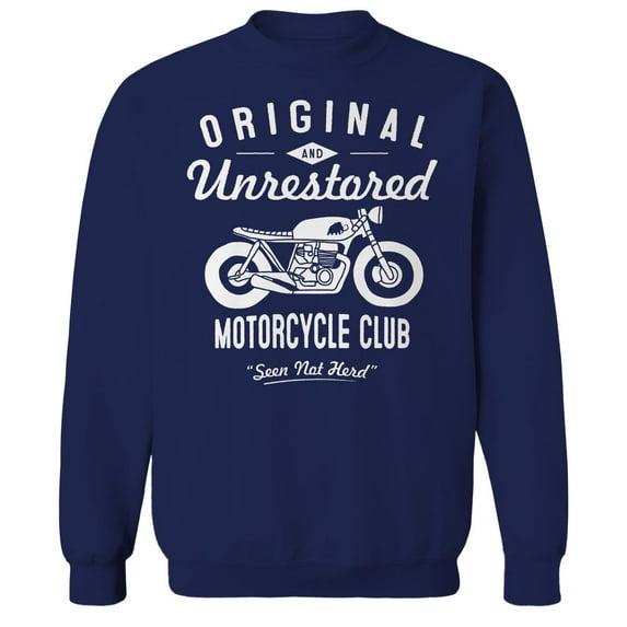 Original & Unrestored Motorcycle Club Graphic Navy Men's Cotton Pullover Sweatshirt