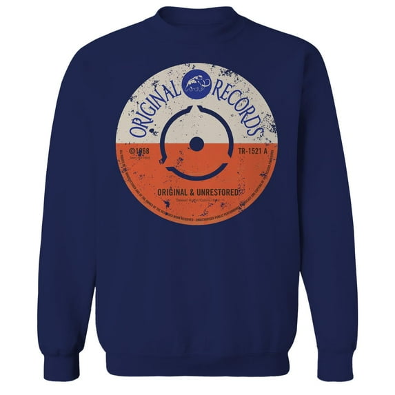Original & Unrestored Records Graphic Navy Men's Cotton Pullover Sweatshirt