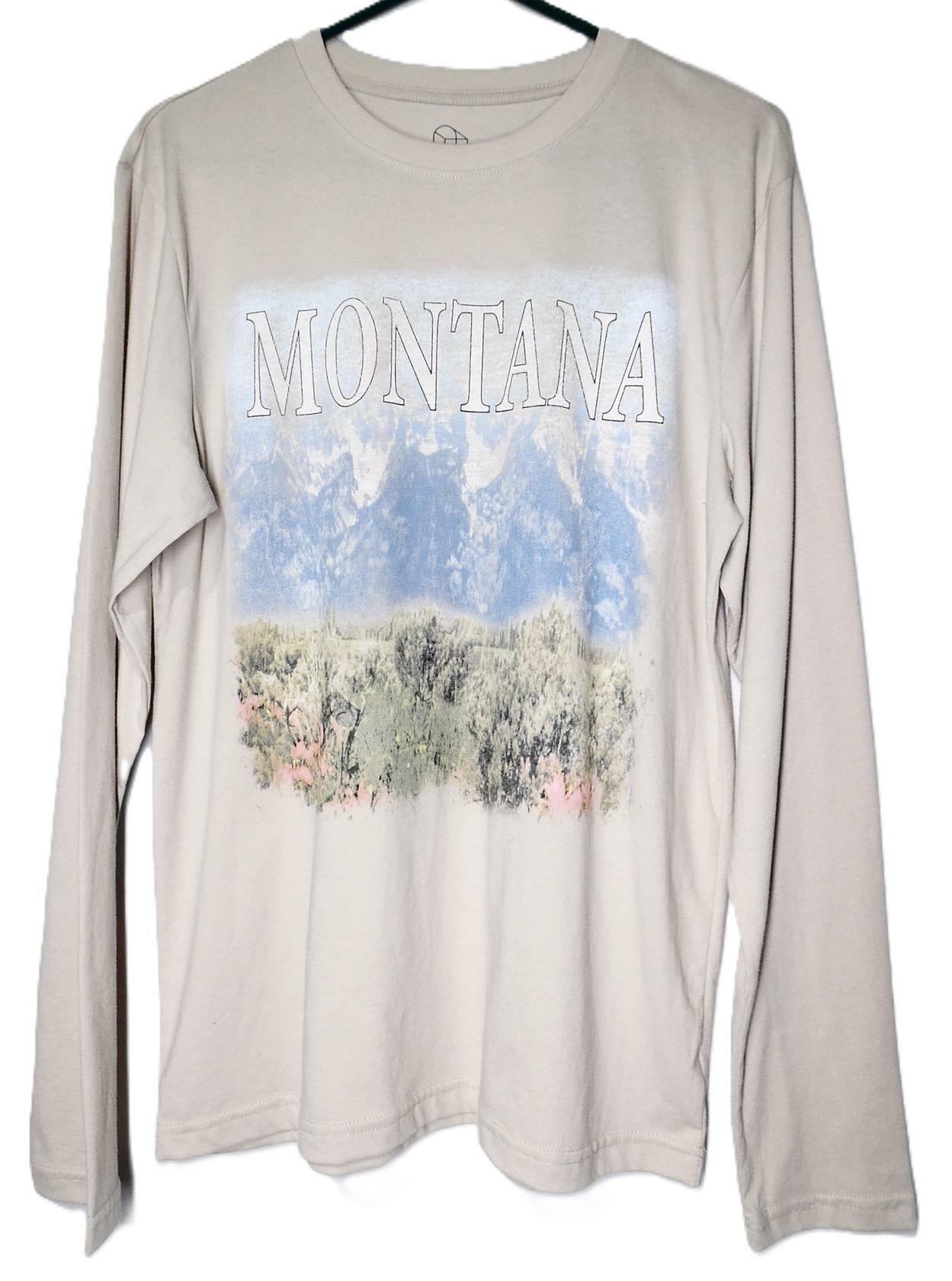 Original Use Men's Long Sleeve Crew Montana Graphic T-Shirt - Beige - S ...
