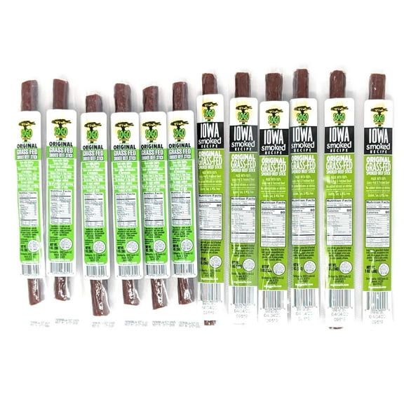 Original Variety, Sogo Snacks, No Sugar, 100% Grass-fed, Non-GMO Beef Sticks. No Nitrates, Gluten, Soy, MSG, Dairy or Nuts. Keto, Paleo Friendly (12 Original, 12 IASM Original, 1-oz, 24-cnt)