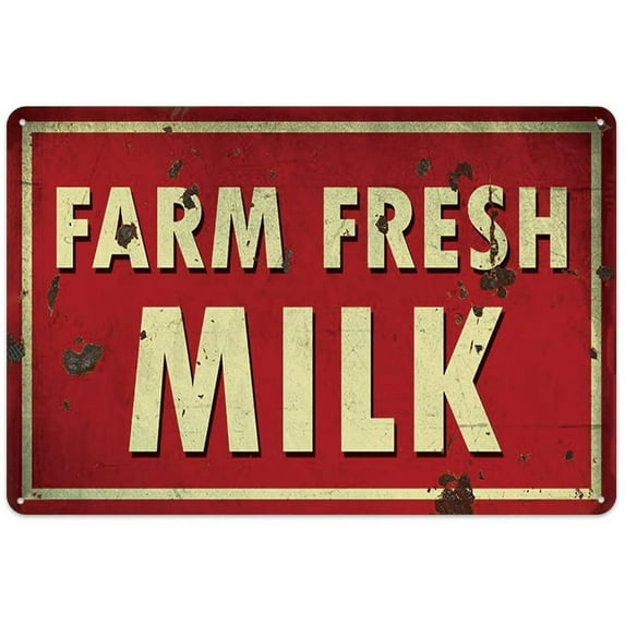 Original Vintage Design Tin Metal Signs Wall Art | Farm Fresh Milk | Thick Tinplate Print Poster Wall Decoration