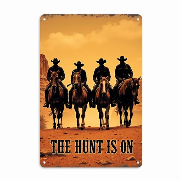 Original Vintage Design Wall Art Print Poster, The Hunt Is On, Funny Retro Classic Art Wall Decoration, Garage Bar Tin Metal Signs Artwork
