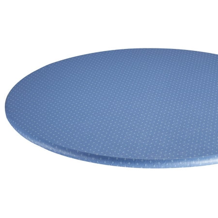 Original Vinyl Table Cover with Stitched Elastic Edge for Snug Fit, Blue, 45" - 56" dia. Round