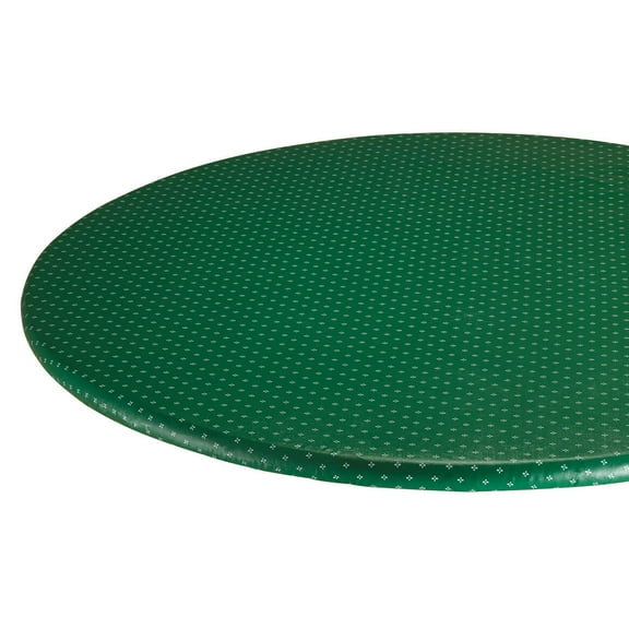Original Vinyl Table Cover with Stitched Elastic Edge for Snug Fit, Green, 45" - 56" dia. Round