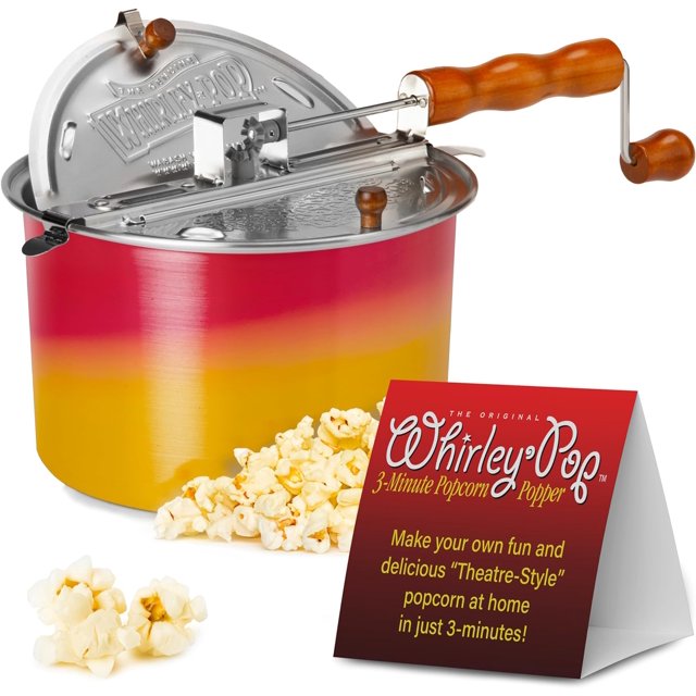 Original Whirley Pop Popcorn Maker 6 Quart Popcorn Popper, Aluminum