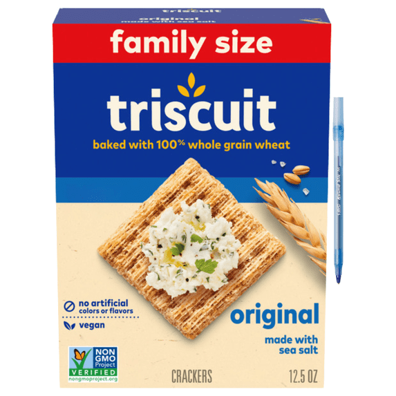 Original Whole Grain Wheat Crackers, Vegan Crackers, Healthy Snacks, Family Size 12.5 oz