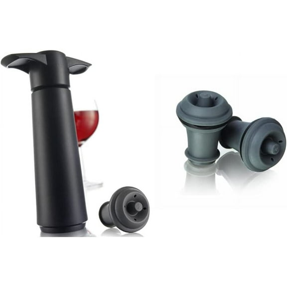 The Original Wine Saver Pump and Wine Preserver with Wine Stoppers Vacuum Sealer. Wine Pump and Wine Vacuum Stopper are Black. Wine Bottle Keeper Set Keeps Wine Fresher for Longer.