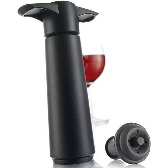 The Original Wine Saver Pump and Wine Preserver with Wine Stoppers Vacuum Sealer. Wine Pump and Wine Vacuum Stopper are Black. Wine Bottle Keeper Set Keeps Wine Fresher for Longer.