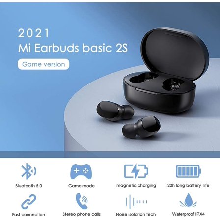 Original Xiaomi Mi True Wireless Earbuds Basic 2S, Xiaomi Wireless Headphone Game Mode, Bluetooth 5.0 Low Latency Redmi Airdots 2S Stereo HI-FI with Microphone