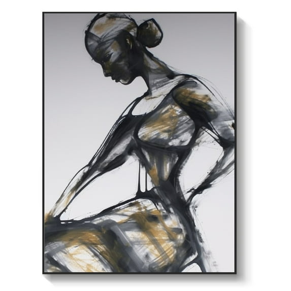 Original abstract painting woman back oil painting, original female figure oil painting, modern wall art, office decoration,102*152cm (60*40) inches,stretched + black frame