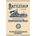 thumbnail image 1 of Original can label for Battleship Brand Unsweetened Evaporated Milk showing a WWI era battleship at full steam. Poster Print by unknown (24 x 36), 1 of 1
