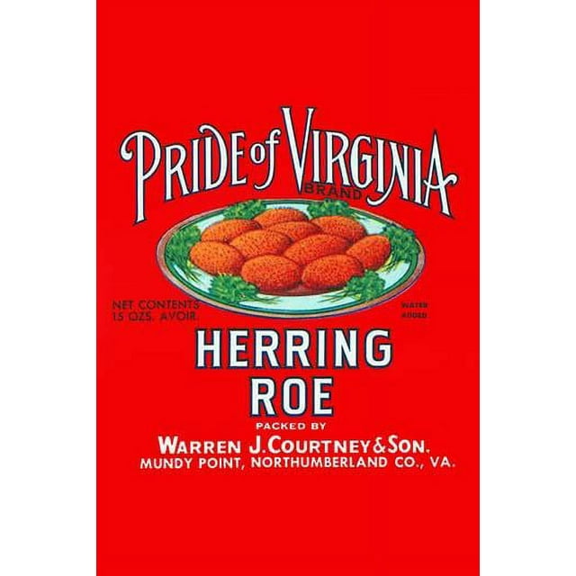 Original can label for herring roe, fish eggs, made into fish cakes for
