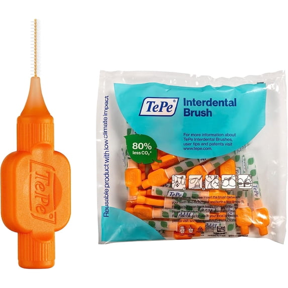 Original dental flosser, soft-bristle toothbrush for teeth cleaning, 25 pack, 0.45mm, ultra small/small gaps, orange, size 1