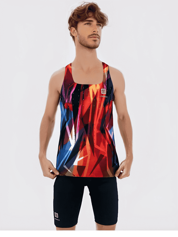 Original lightweight running vest, heat-pressed design, breathable, reflective markings
