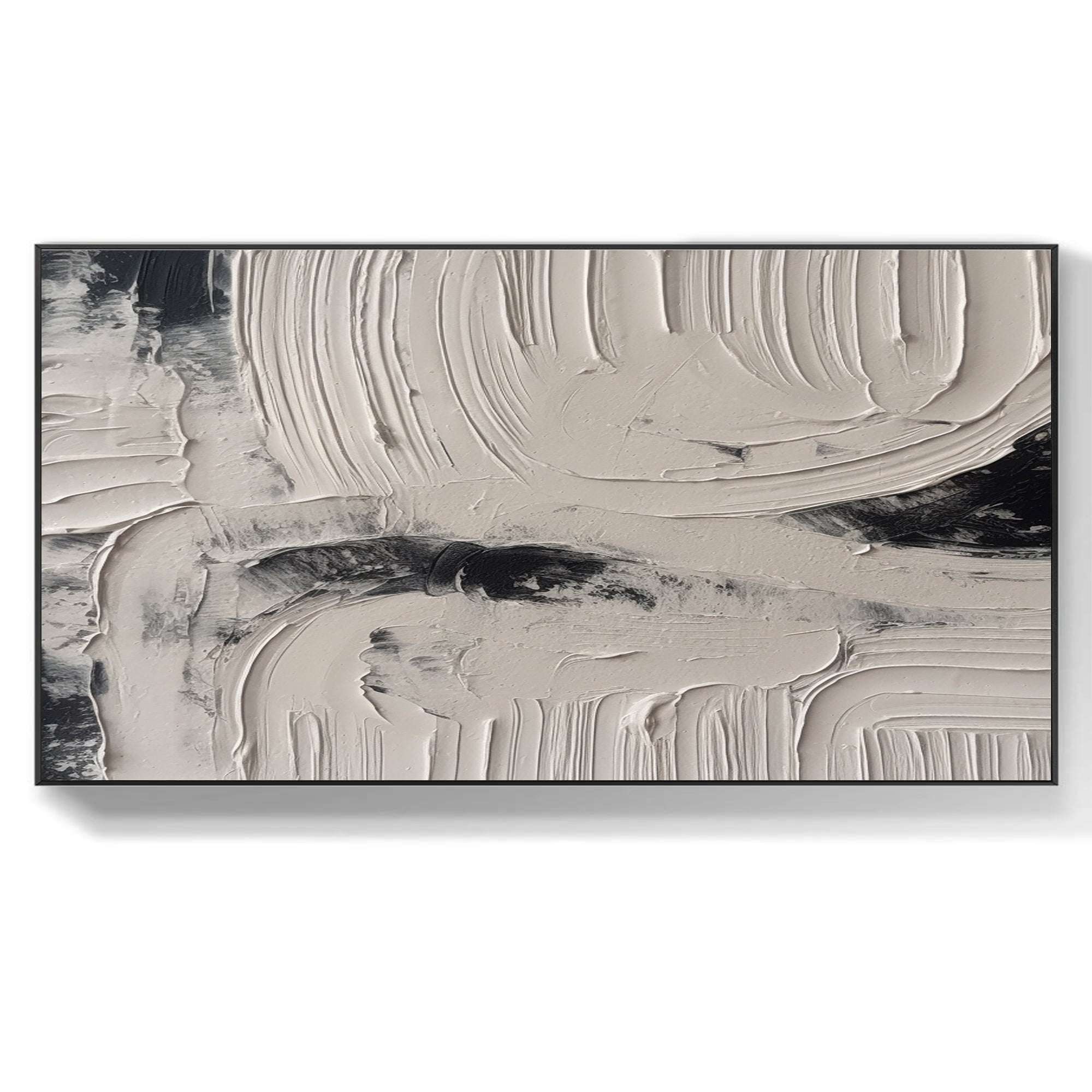 Original minimalist abstract painting beige black and white, large ...