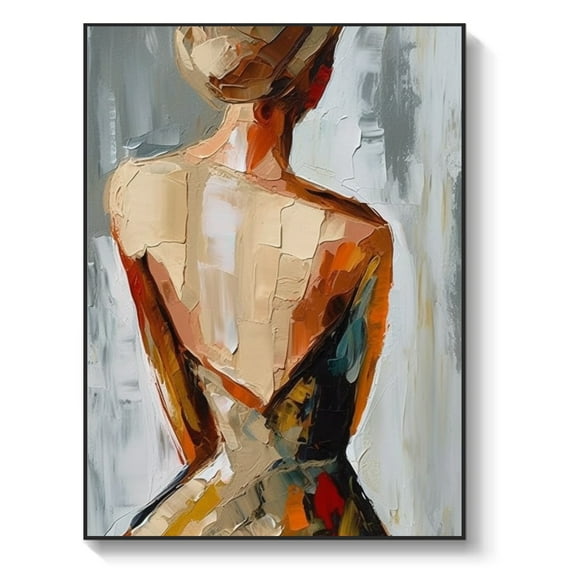 Original portrait, elegant female acrylic abstract oil painting, original handmade oil painting, female gift, living room wall decoration,122*81cm (48*32) inches,stretched + black frame