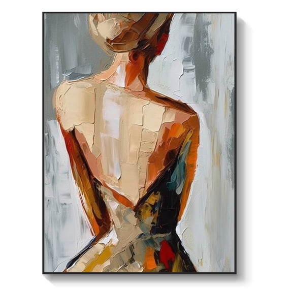 Original portrait, elegant female acrylic abstract oil painting, original handmade oil painting, female gift, living room wall decoration,91*61cm (36*24) inches,stretched + black frame