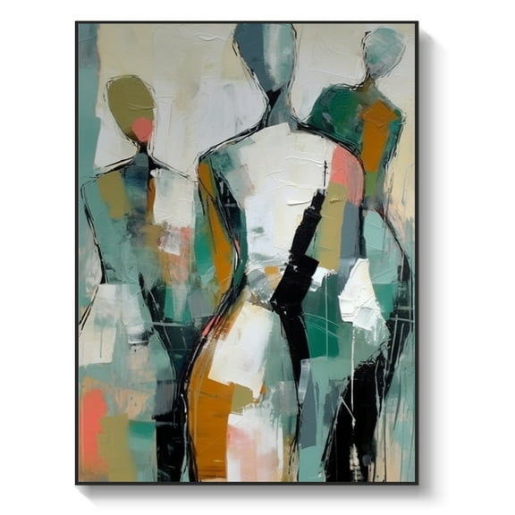 Original portrait handmade abstract oil painting, 100% pure handmade abstract oil painting, ladies gift, ladies painting, living room wall decoration,61*46cm (24*18) inches,stretched + black frame